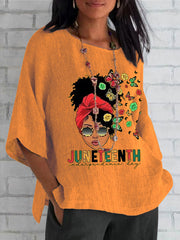 Women's Juneteenth 1865 Independence Day Print Printed Blouse