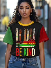 Women's Be Kind Juneteenth 1865 Print Casual Tee