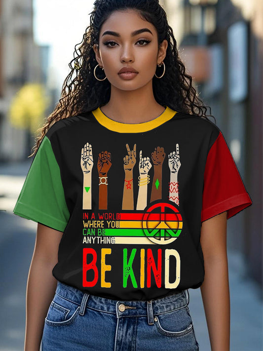 Women's Be Kind Juneteenth 1865 Print Casual Tee