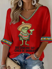 Women's Funny Frog Did Someone Say Cinco De Drinko? Casual Waffle Top