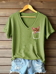 Women's Cute Cat Printed Short Sleeve T-Shirt