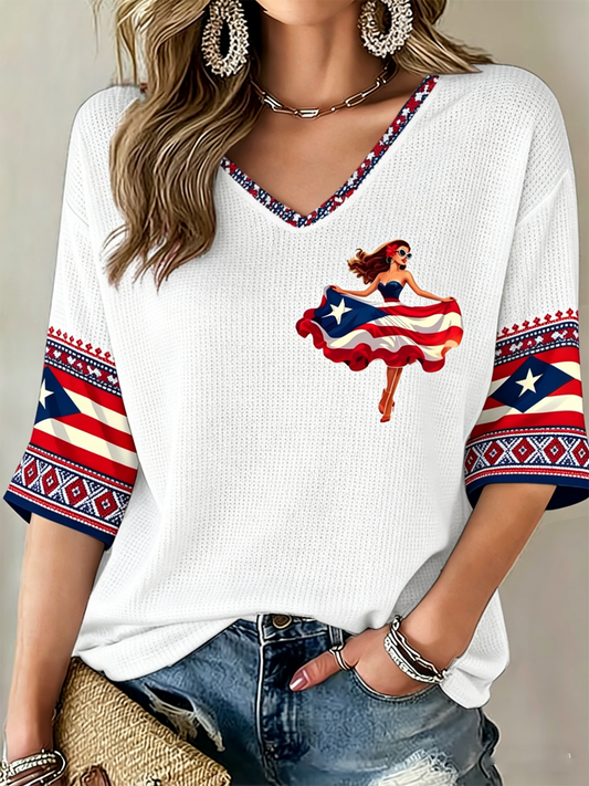 Women's Puerto Rico Printed Waffle T-shirt