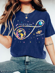 Women's Love You To The Moon And To Saturn Artemis II Mission Print Casual Tee