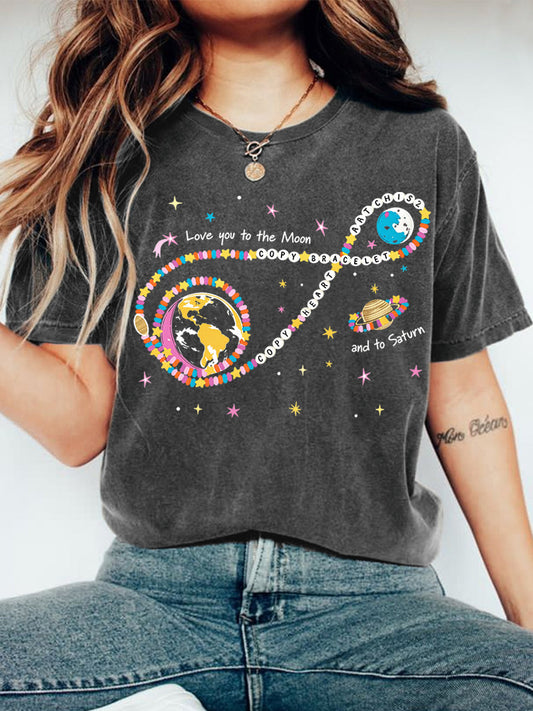 Women's Love You To The Moon And To Saturn Artemis II Mission Print Casual Tee