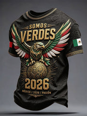 Men's Mexico Football Lover Art Printed T-shirt