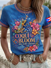 Women's Puerto Rico Floral Art Printed T-shirt
