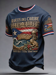 Men's Puerto Rico Pride Taino Art Printed T-shirt