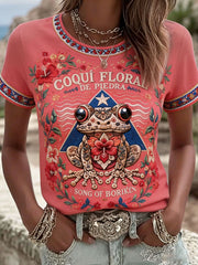 Women's Puerto Rico Pride Taino Art Printed T-shirt