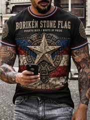 Men's Puerto Rico Pride Taino Art Printed T-shirt