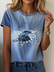 Women's Denim Turtle T-shirt