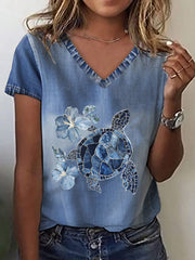 Women's Hawaiian Turtle Hibiscus T-shirt