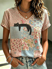 Women's Cat Lover Stylish Design short-sleeved T-shirt