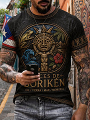 Men's Puerto Rico Taino Art Printed T-shirt