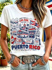 Women's Puerto Rico Printed short-sleeved T-shirt