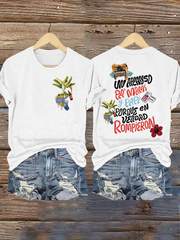 Women's Puerto Rico Printed Iron On Short Sleeve T-Shirt