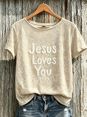 Women's Faith Pattern Printed Leisure Round Neck Short Sleeve T-shirt