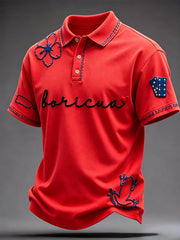 Men's Puerto Rico Art Printed Casual Tops