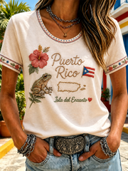Women's Puerto Rico Printed short-sleeved T-shirt