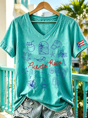 Women's Puerto Rico Printed short-sleeved T-shirt