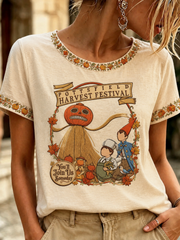 Women's Autumn Halloween Short-sleeved T-shirt