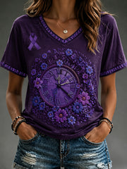 Women's Forget-me-not round neck short sleeve T-shirt