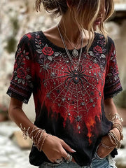 Women's Gothic Style Floral Cotton Linen Shirt
