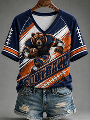 Women's Football Gameday Gift For Football Fans Print Casual V-Neck Tee