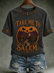 Women's Vintage Halloween O-neck Short Sleeve T-shirt