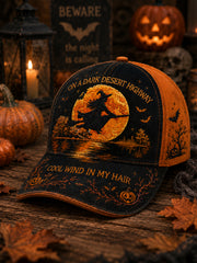 Unisex Halloween Witch Pumpkin Bat Print Hat
