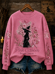Women's Pink October Breast Cancer Regular Sweatshirt