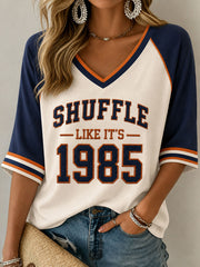 Women's Football Gameday Gift For Football Fans Mid-length Sleeves V-Neck T-Shirt