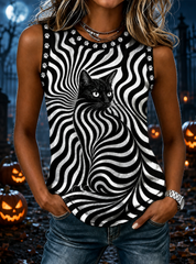 Women's Black Cat Stripes Vests