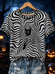 Women's Black Cat Stripes T-shirt