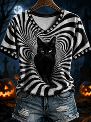 Women's Black Cat Stripes short-sleeved T-shirt