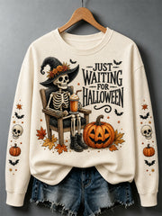 Women's Just Waiting For Halloween Print Casual Sweatshirt