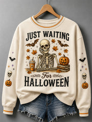 Women's Just Waiting For Halloween Print Casual Sweatshirt