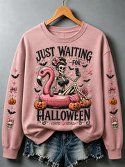 Women's Just Waiting For Halloween Print Casual Sweatshirt