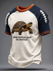 Men's Chicago Football Lover Bear Turtle Slow Motion Over No Motion Art Printed T-shirt