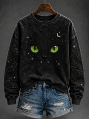 Women's Halloween Cat Regular Sweatshirt