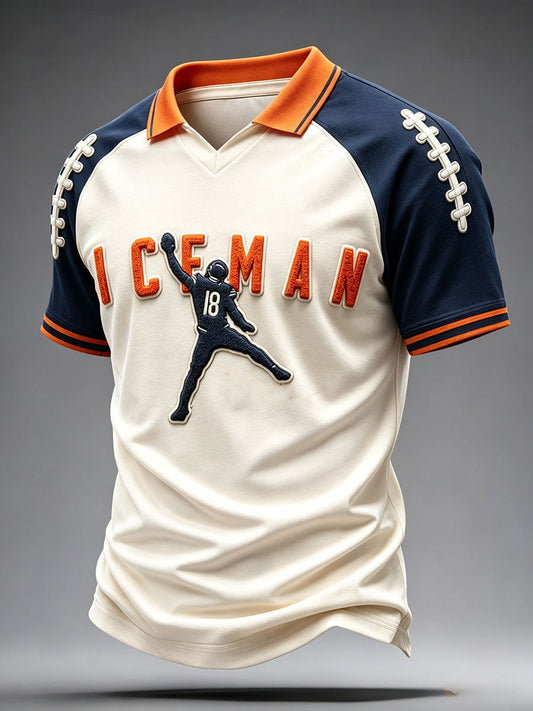 Men's Chicago Football Lover Bear Art Printed Casual Tops