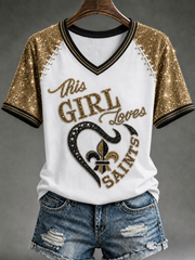 Women's V-neck off-shoulder short-sleeved T-shirt