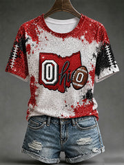 Women's Football Print Short-sleeved T-shirt