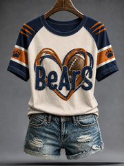 Women's Chicago Football Lover Art Printed round neck short sleeve T-shirt