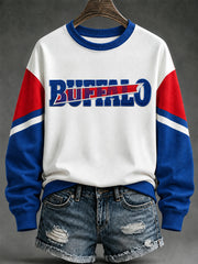 Women's Football Lover Buffalo Print Casual Sweatshirt