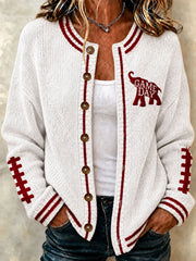 Women's Game Day Football Printed Casual Cardigan