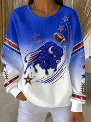 Women's Football Lover Buffalo Print Casual Sweatshirt