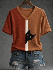Women's Funny Cute Cat Short Sleeve T-shirt