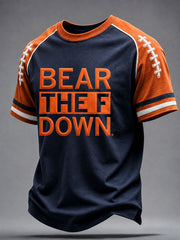 Men's Chicago Football Lover Bear Art Printed T-shirt