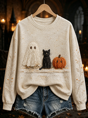 Women's Halloween ghost print Regular Sweatshirt