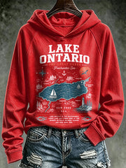 Women's Lake Ontario Printed Casual Hoodie